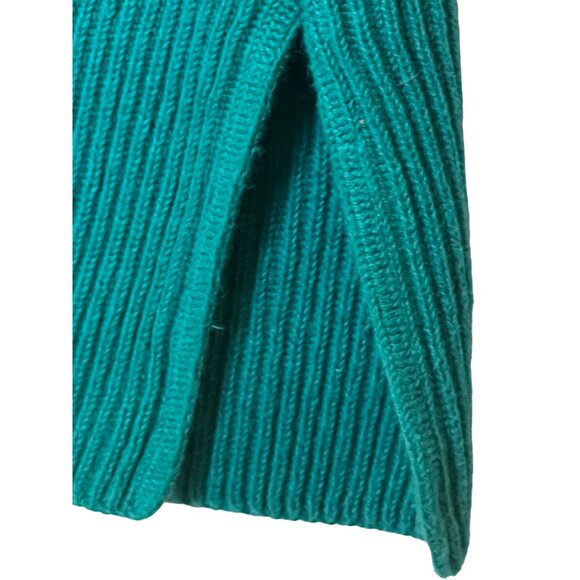 Teal Ribbed Turtleneck Sweater By R.T.W. Ready To Wind Down - L Cotton Knit Pull - Picture 10 of 16